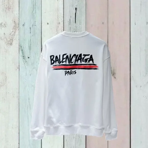 BALENCIAGA|LONG-SLEEVED ROUND NECK T-SHIRTS (704031 TMV Balenciaga White Round Neck Long Sleeve T-Shirt